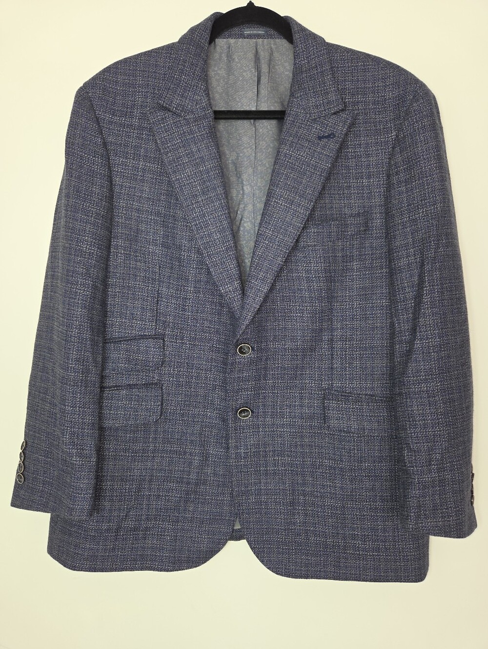 Joseph Abboud 44S Slim Fit Indigo Blue Italian Wool Blend Tweed Sport Coat